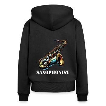 Saxophonist - Women's Premium Organic Zip Hoodie - black - Back - Julia (174cm)