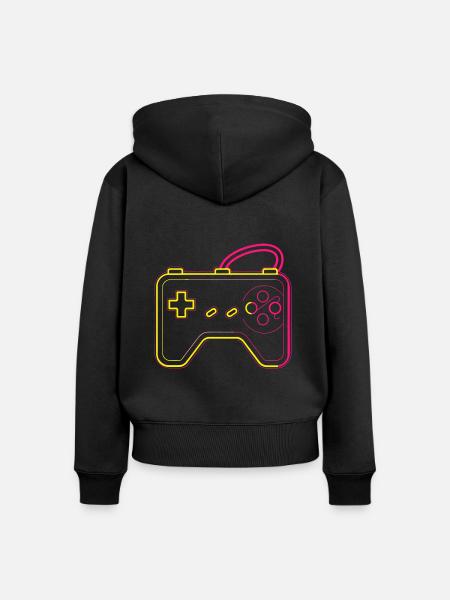 Retro Gaming Controller - Frauen Premium Bio Zip Hoodie - Schwarz