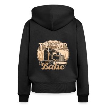 Trucker Babe - LKW-Fahrerin und Truckerin Geschenk - Frauen Premium Bio Zip Hoodie - Schwarz - Hinten - Julia (174cm)