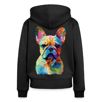 Art du bouledogue français - Sweat à capuche zippé Premium bio Femme - noir - Dos - Julia (174cm)