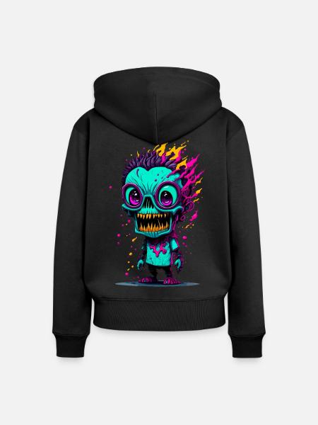 Bunter cooler Zombie - Frauen Premium Bio Zip Hoodie - Schwarz