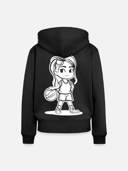 Basketballerin - Frauen Premium Bio Zip Hoodie - Schwarz