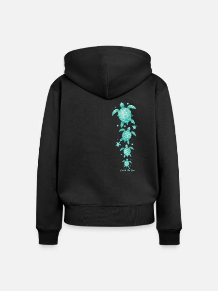 Meeresschildkröten mit Spruch - Frauen Premium Bio Zip Hoodie - Schwarz
