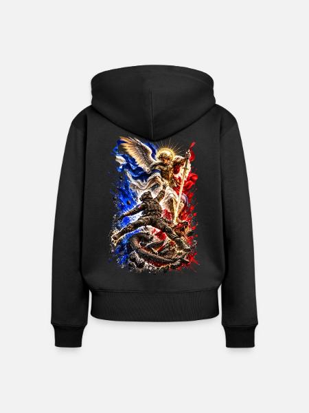 St. Michael der Beschützer - Frauen Premium Bio Zip Hoodie - Schwarz