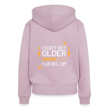 Gaming Level Up Geburtstag Geschenk - Frauen Premium Bio Zip Hoodie - Altrosa - Hinten - Julia (174cm)
