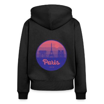 Paris, ville de l’amour – Tour Eiffel Design - Sweat à capuche zippé Premium bio Femme - noir - Dos - Julia (174cm)