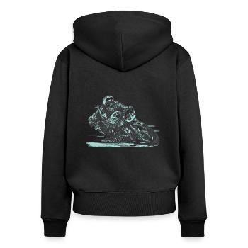 Motorcyclist classic motorcycle racing - Women's Premium Organic Zip Hoodie - black - Back - Julia (174cm)