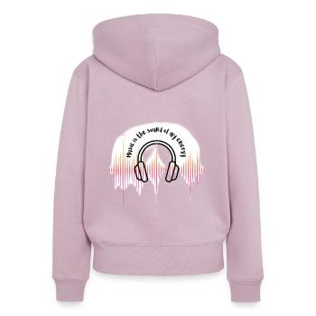 Son de la musique - Sweat à capuche zippé Premium bio Femme - rose poudré - Dos - Julia (174cm)