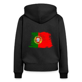Portugal - Sweat à capuche zippé Premium bio Femme - noir - Dos - Julia (174cm)