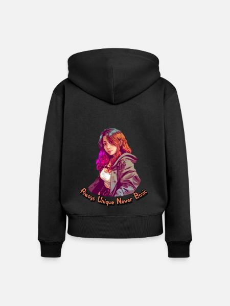 Casual Always Unique - Frauen Premium Bio Zip Hoodie - Schwarz