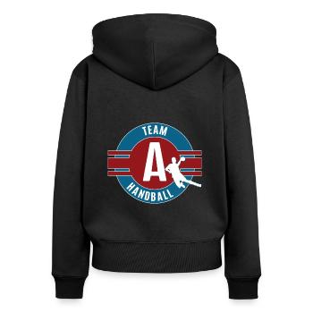 Handball A Team Mannschaft Spieler Spiel Hball - Frauen Premium Bio Zip Hoodie - Schwarz - Hinten - Julia (174cm)