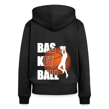 joueur de basket-ball joueur de basket-ball - Sweat à capuche zippé Premium bio Femme - noir - Dos - Julia (174cm)