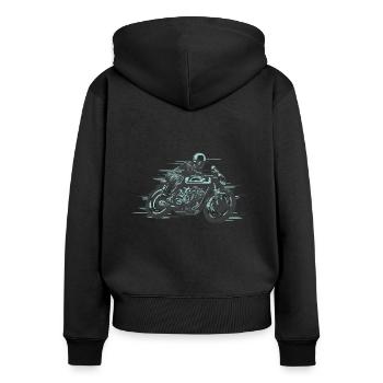 Motorcyclist classic motorcycle racing - Women's Premium Organic Zip Hoodie - black - Back - Julia (174cm)