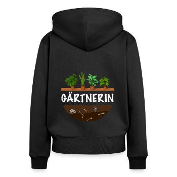 Gärtnerin Pflanzen - Frauen Premium Bio Zip Hoodie - Schwarz - Hinten - Julia (174cm)