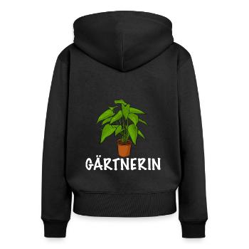 Gärtnerin Pflanze - Frauen Premium Bio Zip Hoodie - Schwarz - Hinten - Julia (174cm)