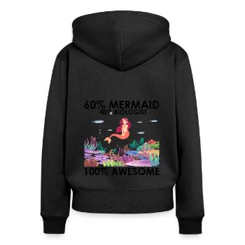 Mermaid Marine Biology Biology Ocean Sea - Women's Premium Organic Zip Hoodie - black - Back - Julia (174cm)