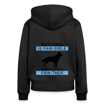 Militär Design Polizei Hund Deutscher Schäfer - Frauen Premium Bio Zip Hoodie - Schwarz - Hinten - Julia (174cm)