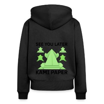 Conception d'origami japonais et origami kirigami - Sweat à capuche zippé Premium bio Femme - noir - Dos - Julia (174cm)
