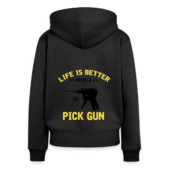Lockpicking Expert Déverrouillage Service Lock Papa - Sweat à capuche zippé Premium bio Femme - noir - Dos - Julia (174cm)