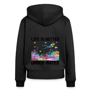 Diving Adventure Divers Sea Ocean - Women's Premium Organic Zip Hoodie - black - Back - Julia (174cm)