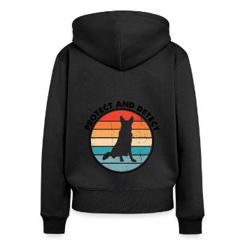 Design Deutscher Schäferhund Polizei Design - Frauen Premium Bio Zip Hoodie - Schwarz - Hinten - Julia (174cm)