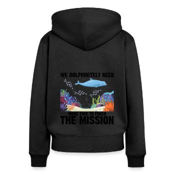 Avec les dauphins Nage Dauphin Océan Mammifère marin - Sweat à capuche zippé Premium bio Femme - noir - Dos - Julia (174cm)