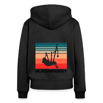Scotsman Zitat für Dudelsackmusiker und Dudelsack - Frauen Premium Bio Zip Hoodie - Schwarz - Hinten - Julia (174cm)