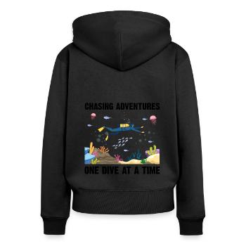 Diving Adventure Divers Sea Ocean - Women's Premium Organic Zip Hoodie - black - Back - Julia (174cm)