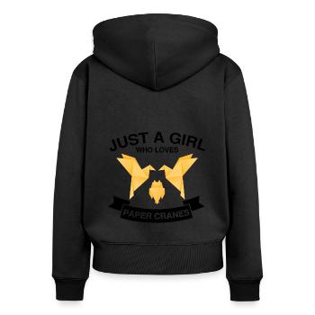 Conception d'origami japonais et origami kirigami - Sweat à capuche zippé Premium bio Femme - noir - Dos - Julia (174cm)