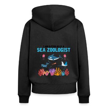 Zooologiste marin officiel Zooologie Mer - Sweat à capuche zippé Premium bio Femme - noir - Dos - Julia (174cm)