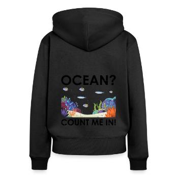 Ocean Zooologist Marine Biologist Marine Marine Biology - Women's Premium Organic Zip Hoodie - black - Back - Julia (174cm)
