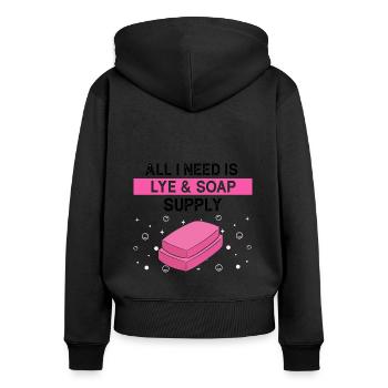 Conception de fabrication de savon pour les conceptions de fabricants de savon - Sweat à capuche zippé Premium bio Femme - noir - Dos - Julia (174cm)