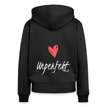 Unperfektes T-Shirt Lustiges Shirt für Männer, Fra - Frauen Premium Bio Zip Hoodie - Schwarz - Hinten - Julia (174cm)