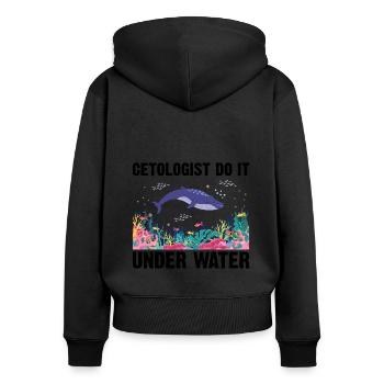 Plongeur plongeur scientifique Cétologie Cétologue - Sweat à capuche zippé Premium bio Femme - noir - Dos - Julia (174cm)