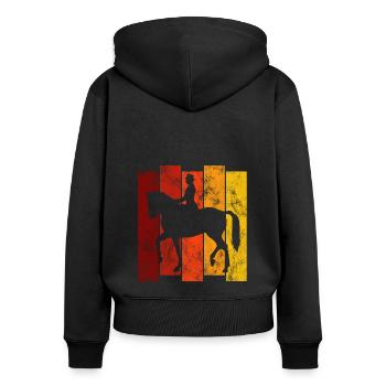 Dressurreiten Dressurreiter Reiten Reiter Pferd - Frauen Premium Bio Zip Hoodie - Schwarz - Hinten - Julia (174cm)