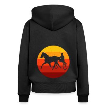 Trotter courses de trot dans un style rétro ou vintage - Sweat à capuche zippé Premium bio Femme - noir - Dos - Julia (174cm)