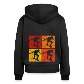 Skateboarder Skateboard Skater Skate Skateing - Sweat à capuche zippé Premium bio Femme - noir - Dos - Julia (174cm)