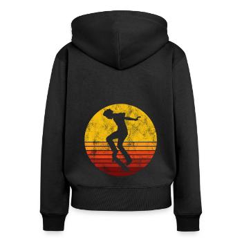 Skateboarder Skateboard Skater Skate Skateing - Sweat à capuche zippé Premium bio Femme - noir - Dos - Julia (174cm)