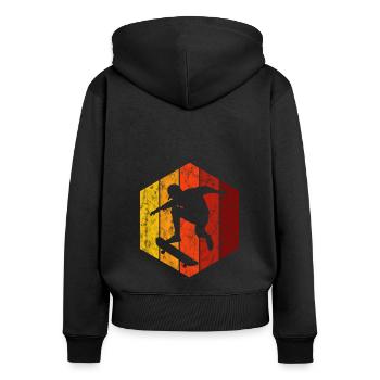 Skateboard Skateboarder Skater Skate Skateing - Frauen Premium Bio Zip Hoodie - Schwarz - Hinten - Julia (174cm)