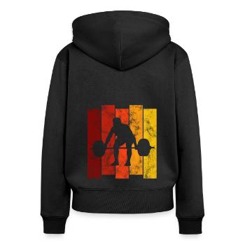 Musculation Bodybuilder GYM Fitnessstudio Retro - Sweat à capuche zippé Premium bio Femme - noir - Dos - Julia (174cm)