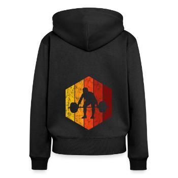 Musculation Bodybuilder GYM Fitnessstudio Retro - Sweat à capuche zippé Premium bio Femme - noir - Dos - Julia (174cm)