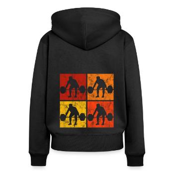 Musculation Bodybuilder GYM Fitnessstudio Retro - Sweat à capuche zippé Premium bio Femme - noir - Dos - Julia (174cm)