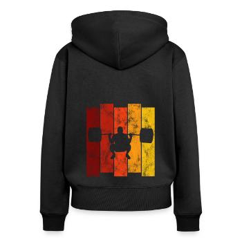Musculation Bodybuilder GYM Fitnessstudio Retro - Sweat à capuche zippé Premium bio Femme - noir - Dos - Julia (174cm)
