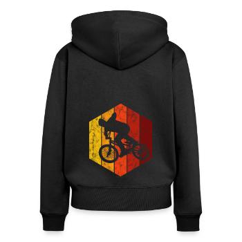 BMX Rad Fahrrad Retro Geschenk Bicycle Motocross - Frauen Premium Bio Zip Hoodie - Schwarz - Hinten - Julia (174cm)