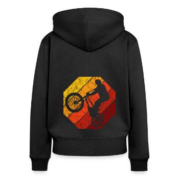 BMX Rad Fahrrad Retro Geschenk Bicycle Motocross - Frauen Premium Bio Zip Hoodie - Schwarz - Hinten - Julia (174cm)