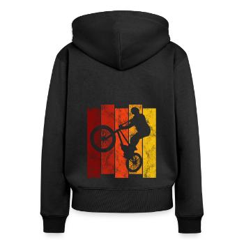 BMX Rad Fahrrad Retro Geschenk Bicycle Motocross - Frauen Premium Bio Zip Hoodie - Schwarz - Hinten - Julia (174cm)