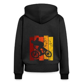 BMX Rad Fahrrad Retro Geschenk Bicycle Motocross - Frauen Premium Bio Zip Hoodie - Schwarz - Hinten - Julia (174cm)