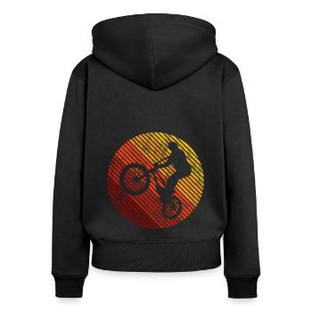 BMX Vélo Vélo Rétro Cadeau Vélo Motocross - Sweat à capuche zippé Premium bio Femme - noir - Dos - Julia (174cm)
