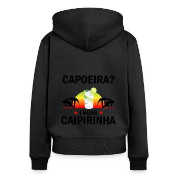 Capoeira Athletic pour la danse afro-brésilienne - Sweat à capuche zippé Premium bio Femme - noir - Dos - Julia (174cm)