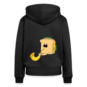 Saxophonist Saxophone Cheese Music Musicians - Women's Premium Organic Zip Hoodie - black - Back - Julia (174cm)